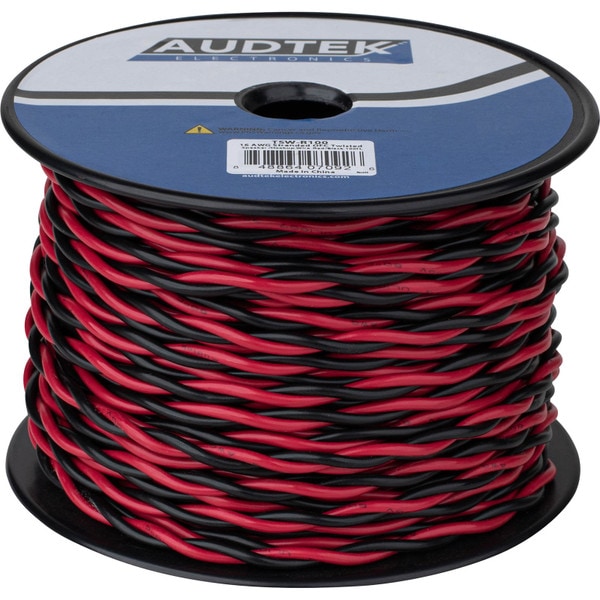Main product image for Audtek TSW-R100 100 ft. 16 AWG Stranded OFC Twisted Speaker Hookup Wire Red/Black 101-260